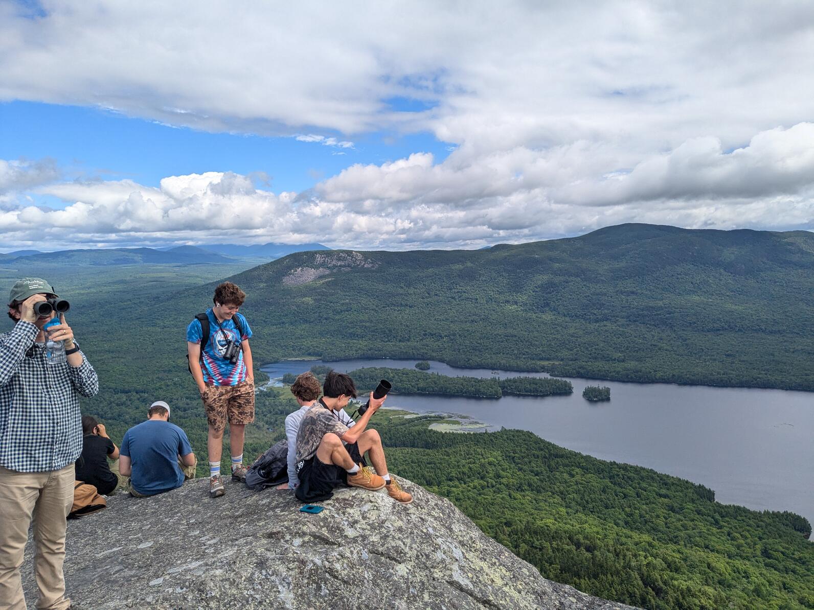 Teen campers at the Borestone Mountain summit Teen campers at the Borestone Mountain summit