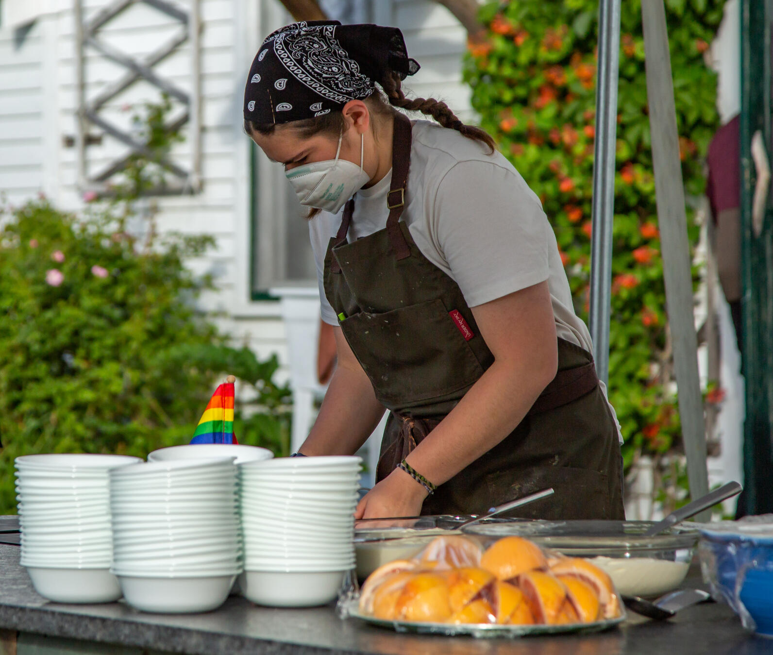 Sous Chef Carter McDermott-Hinman doing final preparations for breakfast