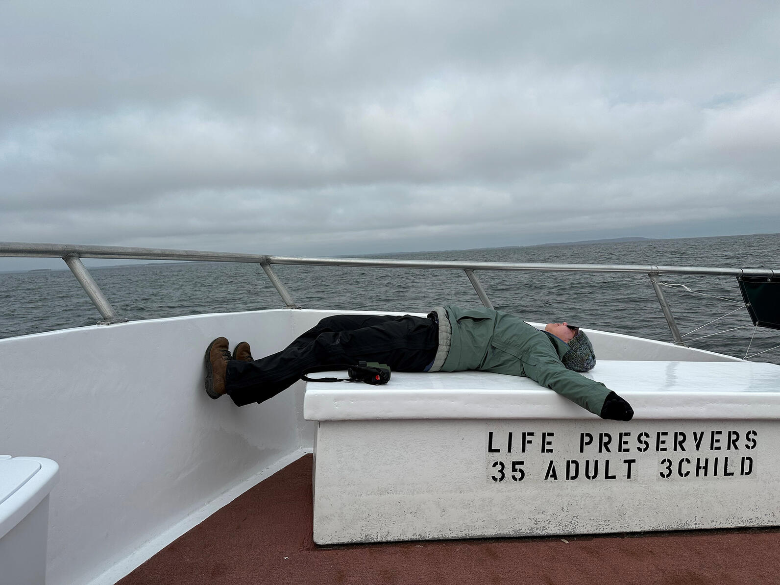 Amanda taking a rest on the boat deck