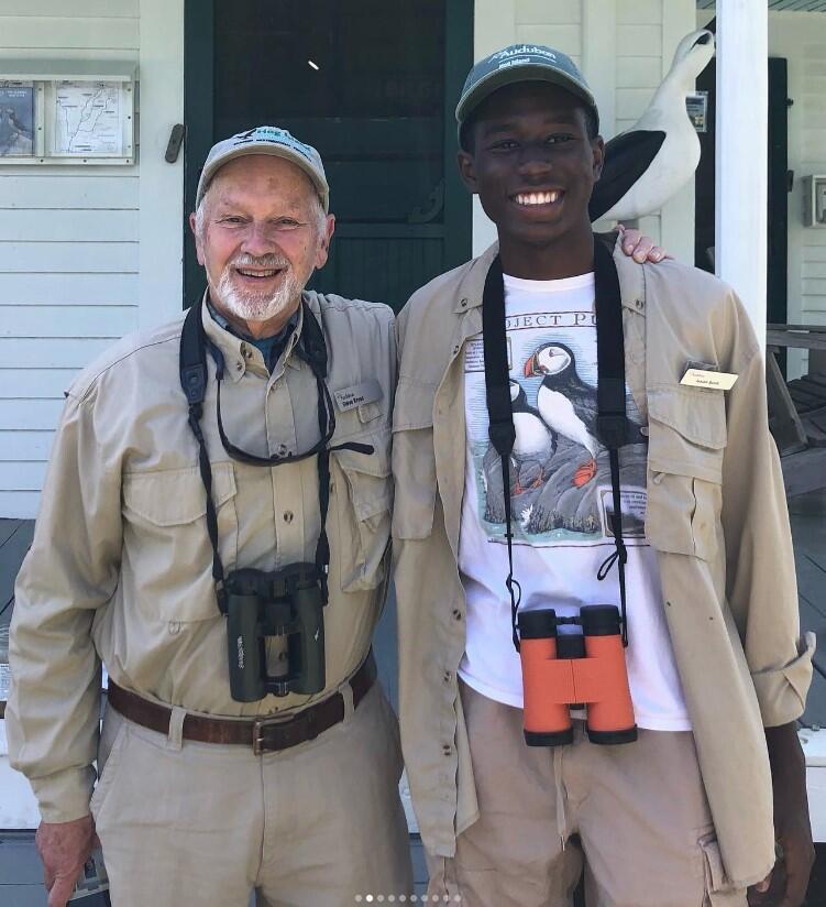 Junior Instructor Isaiah Scott, and Project Puffin Founder Dr. Steve Kress