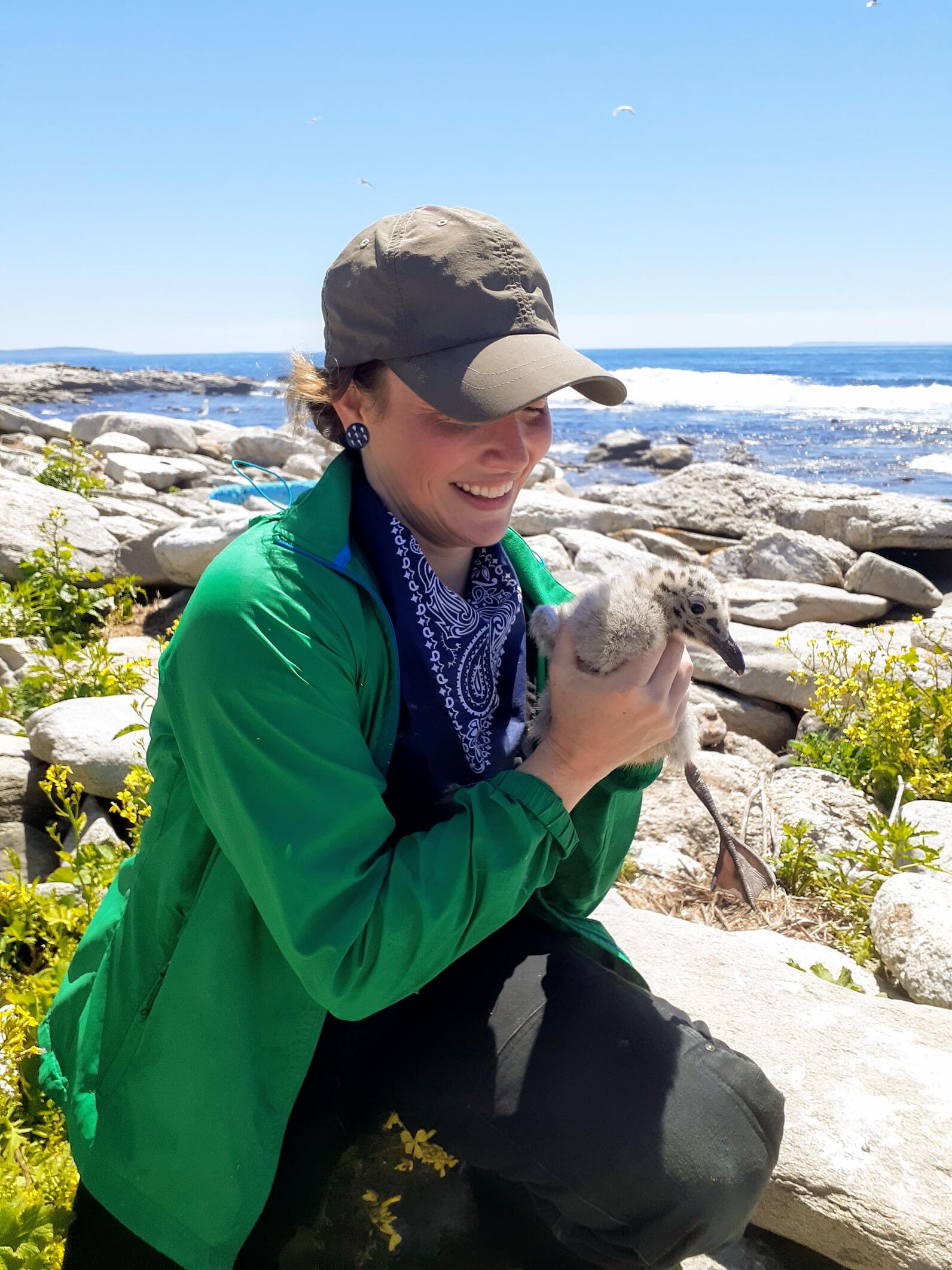 Seabird Institute's Lindsy Buckland with juvenile gull